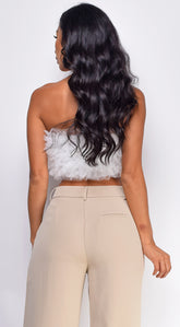 Ryan Mesh Tulle Tube Top - White